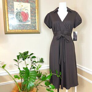 🏷️ Signature Robbie Bee Express Stretch V-neck Cap Sleeve Dress Medium